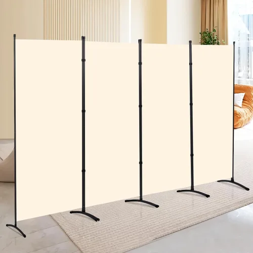 Miniatura 8 de CHOSENM Pantallas plegables de privacidad de 3 paneles, divisor de pared de 6 pies de alto con marco de metal, divisor de habitación independiente