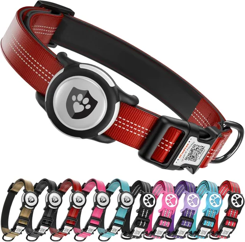 Miniatura 13 de Collar de Perro AirTag para Perros Grandes, Collar de Perro con AirTag de Apple Resistente al Agua IP68 con Soporte para AirTag, Reflectante, azul