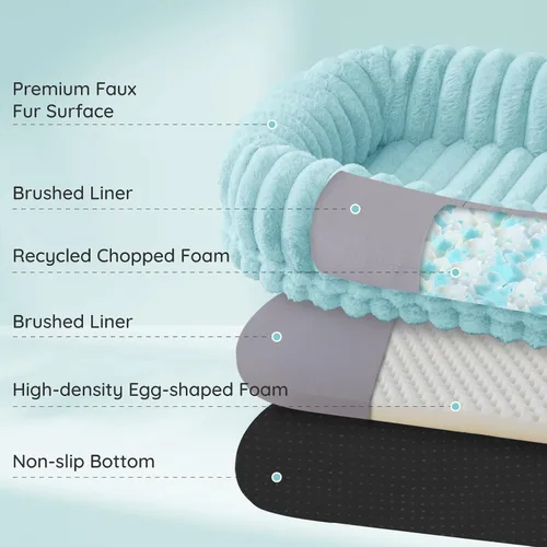Miniatura 2 de ChiXnuggle Cama humana para perros adultos – Cama gigante de piel sintética rayada de lujo para perros con asa portátil, almohadilla de espuma