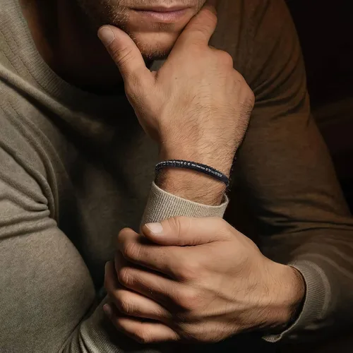 Miniatura 2 de Pulseras para hombre con código morse para hombre, pulsera de cuero con texto en inglés «I Love You», regalo de joyería para hombre y hombre