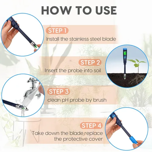 Miniatura 3 de Probador digital de pH para suelo, kit de prueba de pH del suelo para plantas en macetas de interior, medidor de pH profesional para suelo y agua