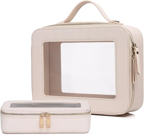 Miniatura 61 de Pinkmik Pequeña bolsa de maquillaje transparente, mini estuche para cosméticos, bolsa de aseo impermeable con cremallera, organizador de bolsos