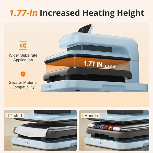 Miniatura 4 de HTVRONT Auto Heat Press 2 - Máquina de prensa de calor para camisetas con presión ajustable y mayor altura de calentamiento, se calienta rápido