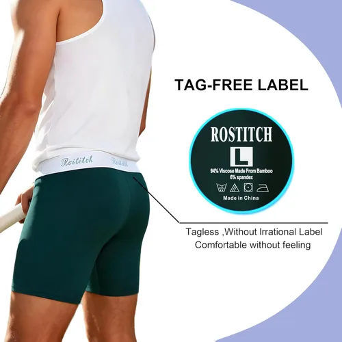 Miniatura 6 de Calzoncillos tipo bóxer de bambú para hombre, transpirables, de secado fresco, suave, con bragueta, súper elasticidad, paquete múltiple