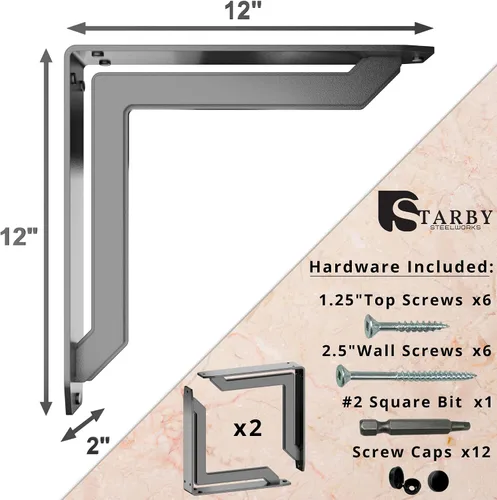 Miniatura 56 de Starby Charleston Soportes de acero resistente para repisa de chimenea, estante flotante, soporte de encimera, soldado a mano (paquete de 2)
