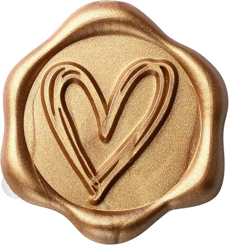 Miniatura 2 de Yoption Calcomanías de Sello de Cera de Corazón, Paquete de 50 Calcomanías Autoadhesivas de Oro Antiguo para Sello de Sobre para Boda, Fiesta