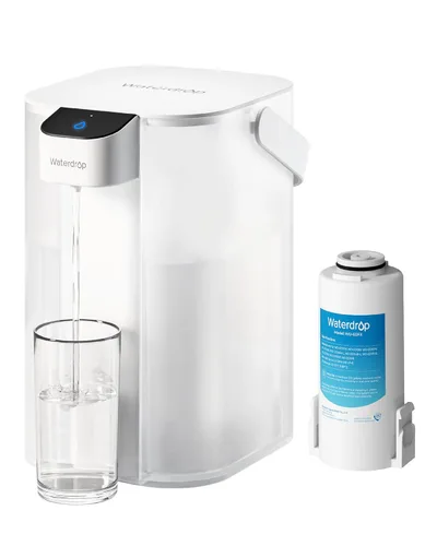 Miniatura 14 de Waterdrop ED01B - Jarra eléctrica con filtro de agua, reduce el 99.6% del plomo y más de 45 impurezas, capacidad de 15 tazas de 200 galones, Azul