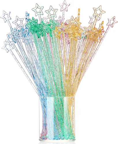 Miniatura 2 de Mudder 100 palitos Swizzle de 9.1 pulgadas, agitadores de cóctel de plástico para bar, de plástico desechable, estrella superior de cristal