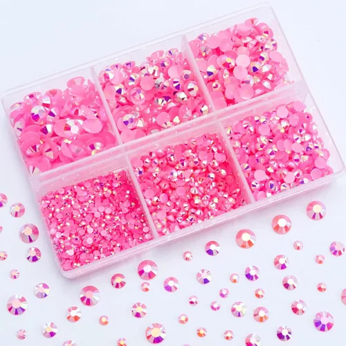 Miniatura 33 de 3000 PIEZAS de Brillantes de Resina con Dorso Plano, 2mm 3mm 4mm 5mm 6mm Rosa Claro AB, Brillantes de Resina en Gel con Dorso Plano para Vasos
