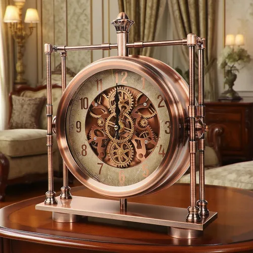 Miniatura 4 de Moving Gears - Reloj de escritorio, reloj de manta, arte industrial steampunk, relojes decorativos para sala de estar, casa de campo, oficina, ideas