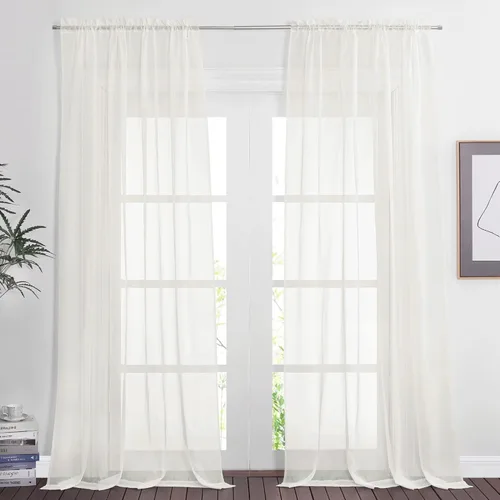 Miniatura 16 de NICETOWN Cortinas traslúcidas blancas de 63 pulgadas de largo para dormitorio, cortinas de gasa translúcida con bolsillo para barra, paneles