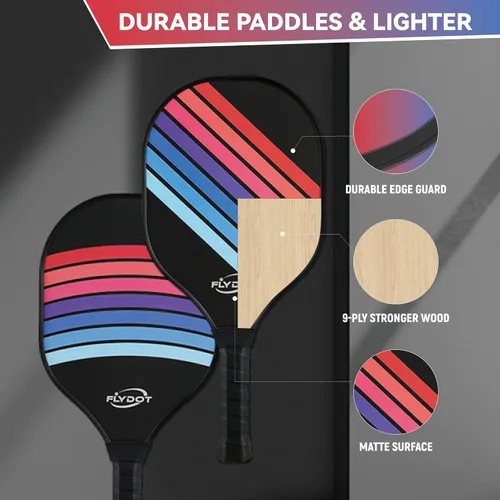 Miniatura 6 de Juego de 4 palas de pickleball, aprobadas por USAPA, 4 pelotas de pickleball para interiores y exteriores, bolsa de transporte, 4 toallas