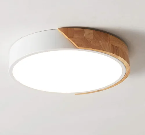 Miniatura 12 de Lámpara de techo LED moderna, 2 paquetes de luces de techo de montaje empotrado de madera, luces de cocina LED y accesorios de iluminación