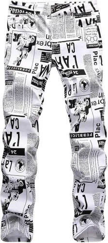 Parches estampados para hombre diseño de retazos de moda ajustados desgastados con agujeros de mezclilla cantantes bailarines