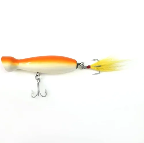 Miniatura 2 de Seasky5.5 pies de pesca de madera estilo botella Popper señuelo cebo artificial de madera cebo de madera para pesca de atún bajo rayado Amarillo