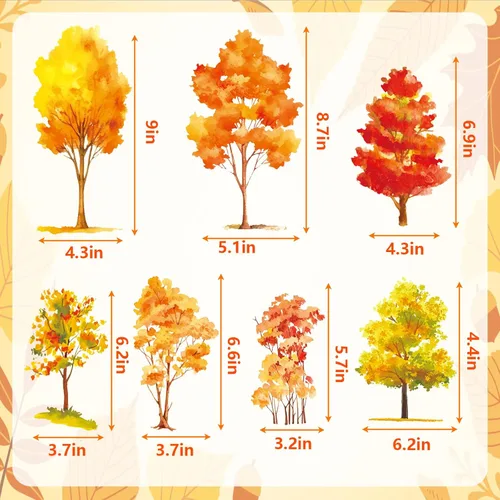 Miniatura 7 de KALEFO 38 calcomanías para ventana de otoño, Acción de Gracias, otoño, árbol, hojas de arce amarillas, calcomanías para ventana, calcomanías