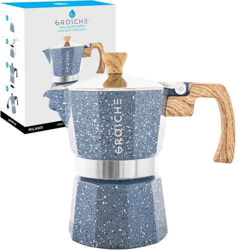 Miniatura 15 de GROSCHE Milano Cafetera Moka para Preparar Espresso en la Estufa, 9 Tazas de Café, 15.2 oz, Negro. Cafetera Cubana para Preparar Café en la Estufa