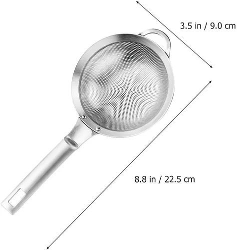 Miniatura 7 de Cabilock Coladores de malla fina para cocina, colador de grasa de acero inoxidable con asa para filtro de aceite, tamiz de grasa y tamiz de espuma