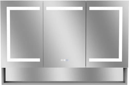 Miniatura 8 de Boyel Living Gabinete de medicina LED rectangular grande de aluminio plateado empotrado o montaje en superficie de 48 pulgadas de ancho x 32