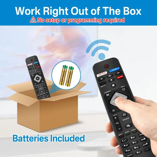 Miniatura 3 de NH500UP - Reemplazo de mando a distancia compatible con Philips TV Remote Reemplazo con cubierta azul brillante para NH500U NH500UW NH503UP