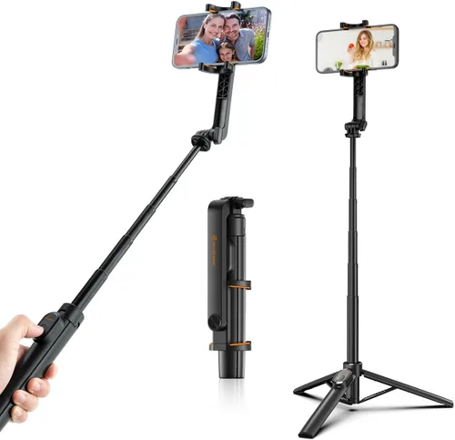 Trípode para selfie stick con control remoto, ligero, 5.29 oz, plegable, soporte extensible a 35 pulgadas, soporte portátil para teléfono,