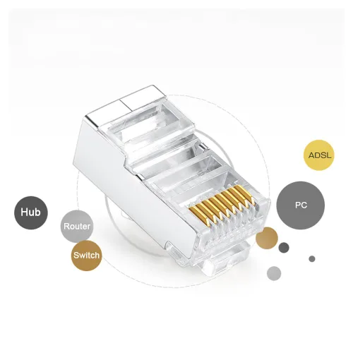 Miniatura 4 de 50 conectores RJ45 Cat6, conectores RJ45 C6, conectores RJ45 blindados de metal Cat6, conectores de enchufe de red modular FTP 8P8C