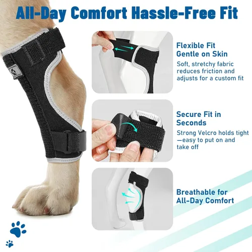 Miniatura 7 de Soportes para patas de perro para patas traseras y delanteras, soporte articular de perro y tobillo para patas traseras débiles con 2 tiras