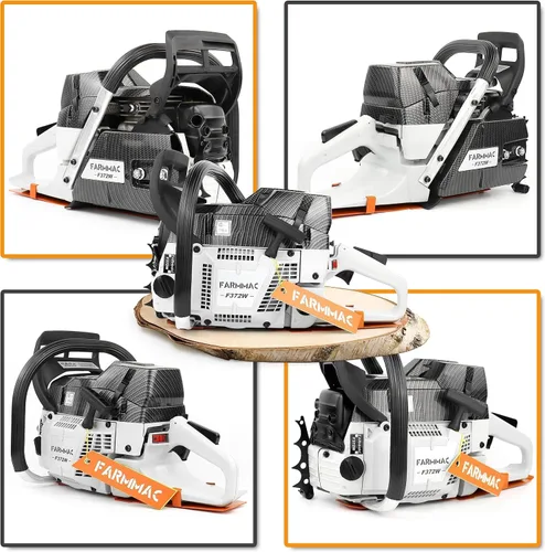 Miniatura 2 de Motosierra de gas de 372 W 71 cc con barra sólida de 24 pulgadas Motosierra de motosierra de gasolina de 2 ciclos 4.1 KW 5.5 HP para trabajos