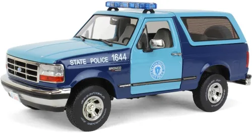 Greenlight 1/18 Policía Estatal de Massachusetts 1996 Ford Bronco XLT Artisan Collection 19120