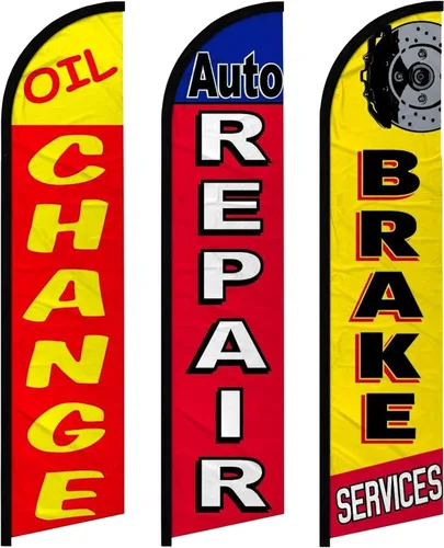 Miniatura 7 de Cambio de aceite Servicios de freno de reparación automática Swooper Flag Pack de 3 (monte y postes no incluidos)