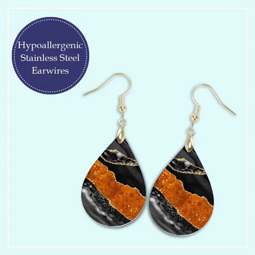 Miniatura 67 de Dangle Earrings for Women Colorful Dangling Drop Statement Jewelry Printed MDF Wood Teardrop Double Side Print Handmade by The Painted Pug