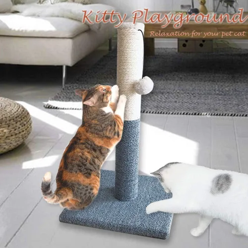 Miniatura 5 de Barelove Torre rascador para gatos, poste rascador alto para gatos, cuerda de sisal natural para gatos de interior, poste rascador de alfombra