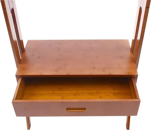 Miniatura 7 de Perchero de ropa 2 en 1, soporte resistente para colgar ropa con armario de almacenamiento, 4 ganchos, para dormitorios universitarios, campamentos