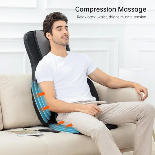Miniatura 5 de SNAILAX - Masajeador Shiatsu para espalda con calor, almohadilla de masaje para silla de amasamiento 3D, masajeador para cuello y espalda