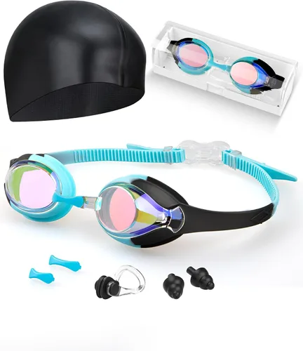 Miniatura 13 de Gafas de natación para niños, antivaho y protección UV con gorro de natación para niños de 3 a 15 años
