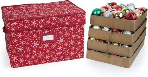 Covermates Keepsakes – Caja de almacenamiento ajustable de 72 piezas – Capacidad para adornos de 4 pulgadas – Resistente – Asas – apilables –