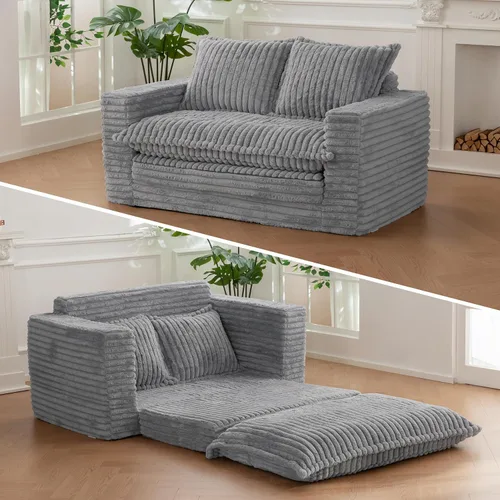 Miniatura 9 de YOSHOOT Sofá Cama Loveseat, Sofá Convertible de 55" Sofá Cama Sillón Futón para Sala de Estar, Sofá de Piso Extraíble 3 en 1 con Respaldo y verde