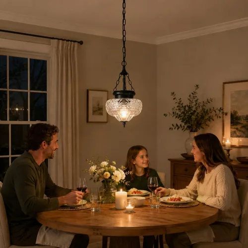 Miniatura 3 de Lámpara colgante vintage, luces colgantes negras mate para isla de cocina con vidrio grueso único, accesorios de iluminación colgantes con cadena