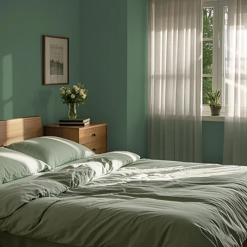 Miniatura 4 de HeloHo Papel tapiz verde liso, con textura mate, papel de pared moderno autoadhesivo extraíble, impermeable, papel de contacto para sala de estar