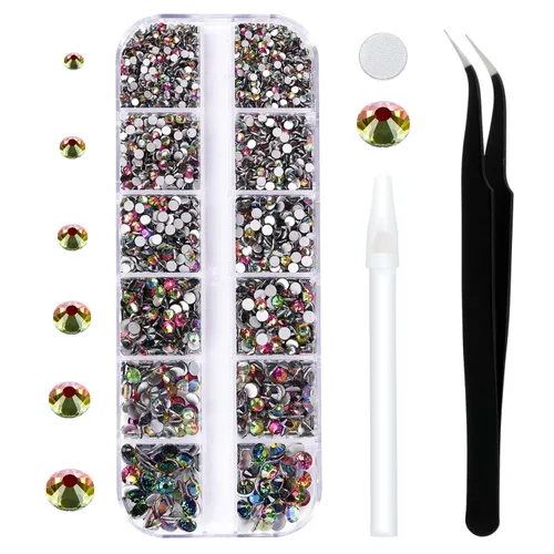 Miniatura 18 de 3792 diamantes de imitación con parte trasera plana para manualidades, piedras preciosas de cristal para uñas, diamantes de imitación brillantes