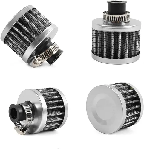 Miniatura 26 de 2 piezas de filtro de aire de entrada de aire frío con respiradero de 12 mm, filtro de respiración para tapa de válvulas para automóvil y Negro