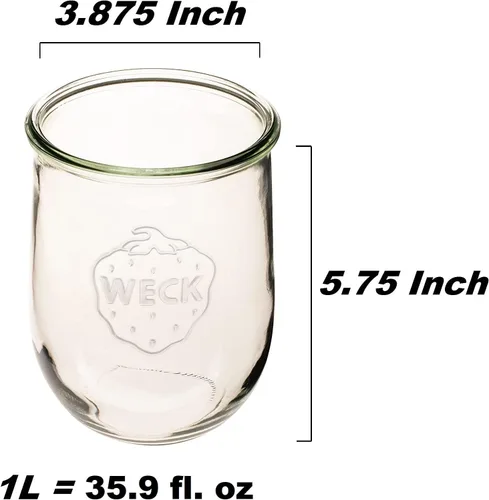 Miniatura 7 de WECK - Tarros para iniciador de masa madre - Tarros de vidrio clásicos para masa madre con tapa de vidrio - Tarro de tulipán de boca ancha de 1