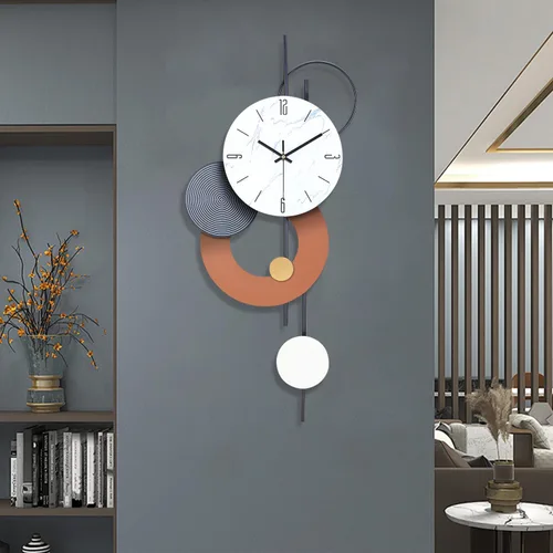 Miniatura 5 de SIN&MI Relojes de pared decorativos para sala de estar, grandes relojes de metal modernos que funcionan con pilas, arte de pared para el hogar