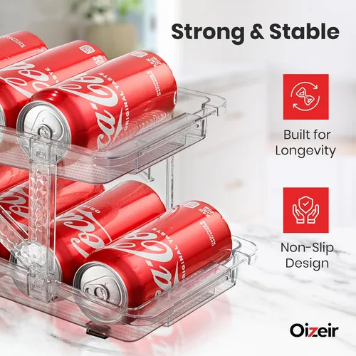 Miniatura 5 de Dispensador de Lata de Soda Expandible Para Refrigerador - Pack de 2 - Organizador Transparente de Latas de Soda Para Refrigerador, Cocina