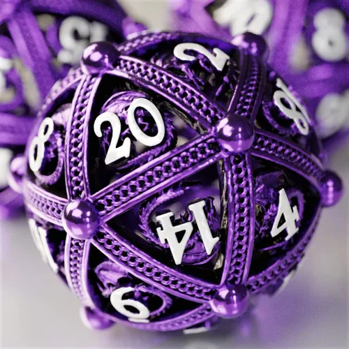 Miniatura 13 de Juego de dados de metal para DND – Diseño único de orbe hueco redondo para un mejor rodamiento – Hermoso juego de nudos celtas para juegos de rol