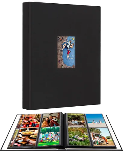 Miniatura 9 de Álbum de fotos de 3.5 x 5, álbum de fotos de 3.5 x 5 con capacidad para 256 fotos, cubierta de lino con ventana frontal, álbumes de fotos de 3 x 5