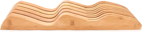 ROYALHOUSE Bloque de Cuchillos de Bambú con Soporte, Respaldo para 9 Cuchillos, Organizador de Cajones para Cuchillos, Perfecto para Hogar y Chefs,
