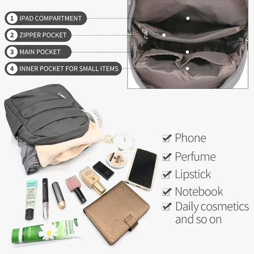 Miniatura 4 de PS PETITE SIMONE Mochila pequeña para mujer, minilatera, mochila casual a la moda, Gris, Casual