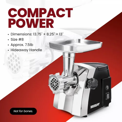 Miniatura 2 de STX International Turboforce Cadet 2000 Series Moledora de Carne Eléctrica Potente para Uso Doméstico 5-en-1 Rellenadora de Salchichas