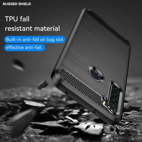 Miniatura 7 de Funda de teléfono para Redmi Note 8 M1908C3JH M1908C3JGG Funda de fibra de carbono a prueba de golpes Escudo resistente antiarañazos TPU suave Negro